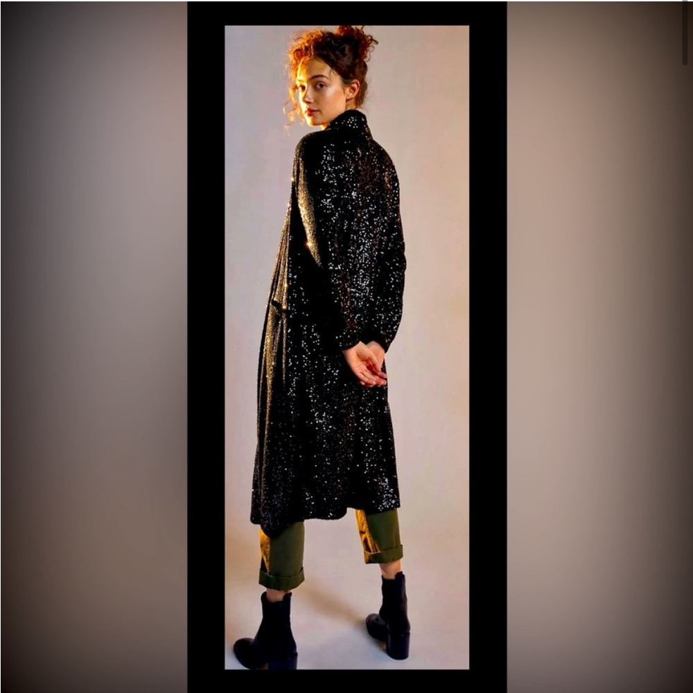 Anthropologie BB Dakota Black Sequin Duster - Picture 8 of 9
